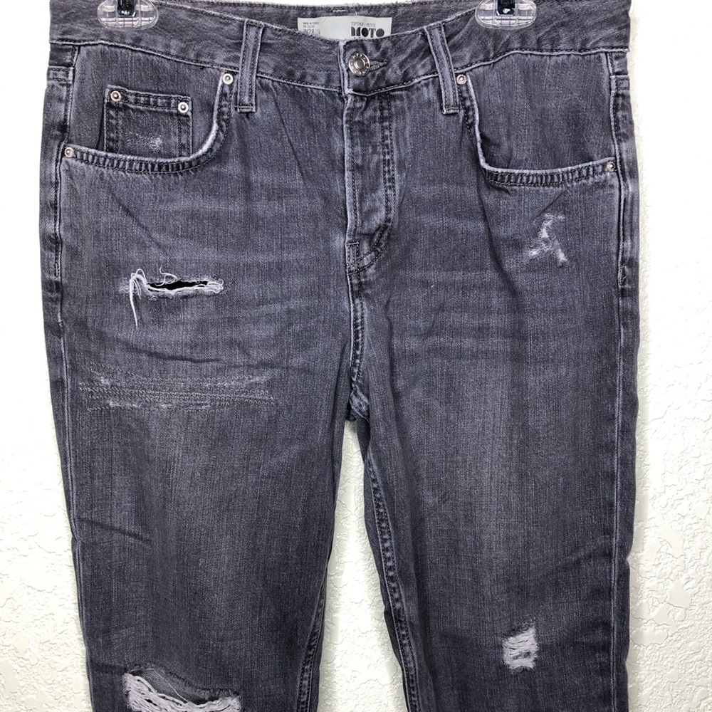 TopShop Moto Distressed Skinny Jeans Grey W28